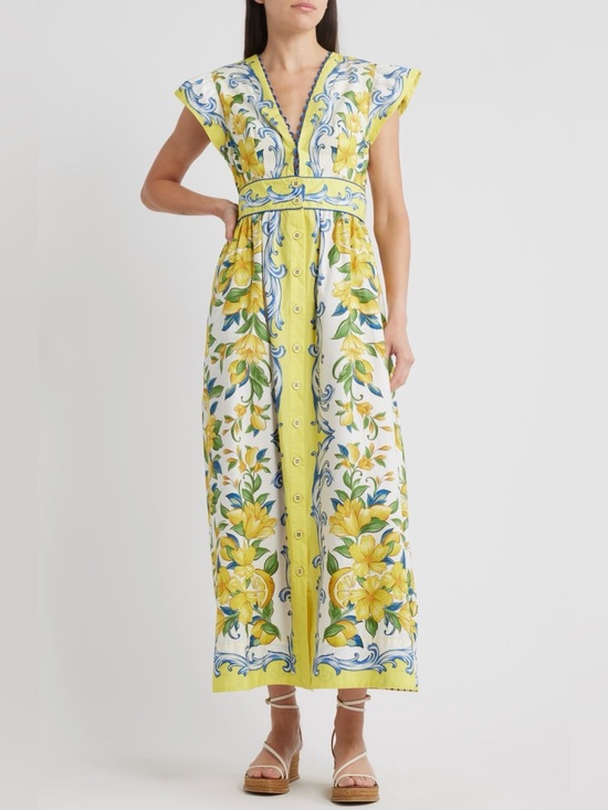 FARM Rio Dresses & Skirts - FARM Rio Sicily Scarf Print Cotton Maxi Dress, Size S, NWT 🇧🇷